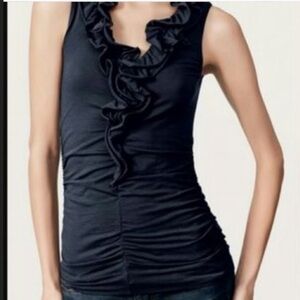 CAbi Swoon Sleeveless Ruffled | Ruched Top In Navy Blue Style Number 740